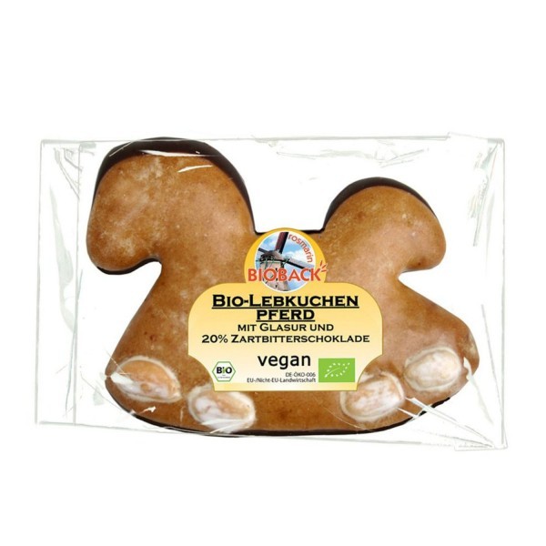 rosmarin BIOBACK LEBKUCHENPFERD mit Glasur und Zartbitterschokolade (20%), BIO, 76g