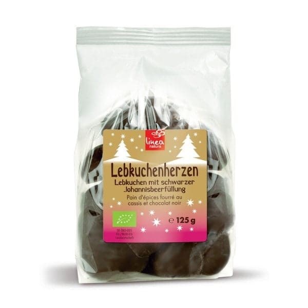 Linea Natura LEBKUCHENHERZEN mit Johannisbeerfüllung, BIO, 125g